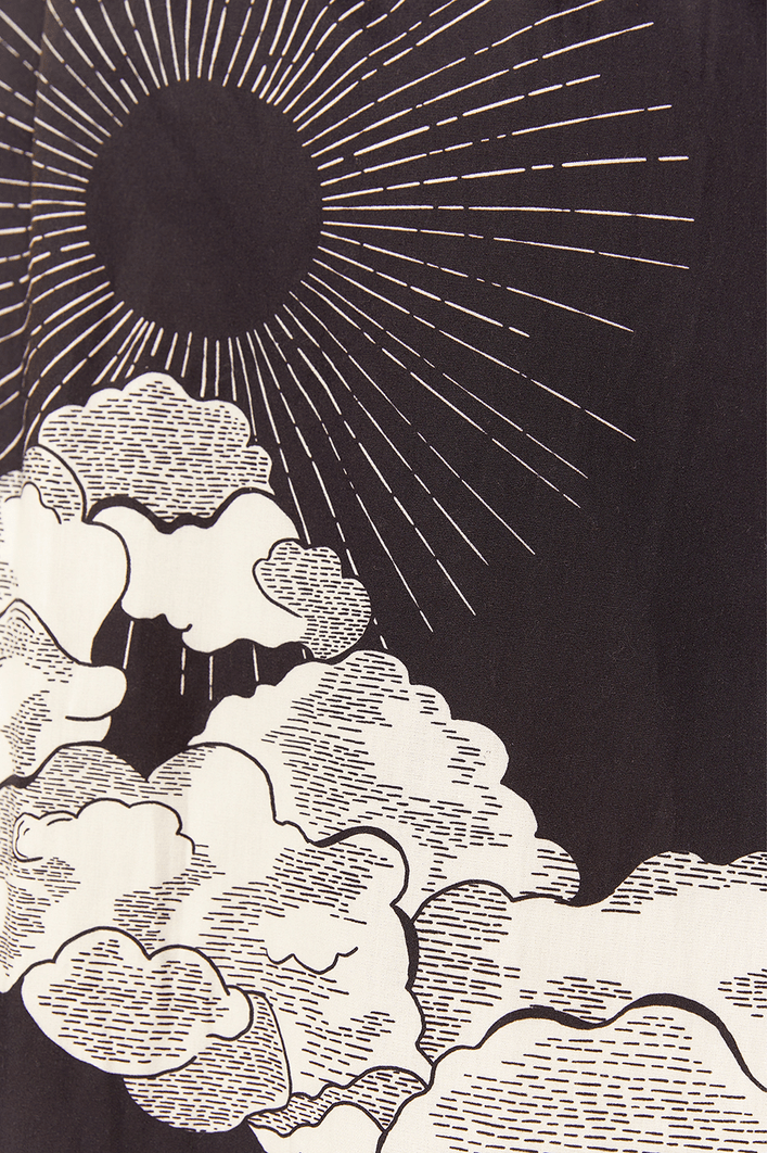 Saia Cropped Tricoline Estampa Céu