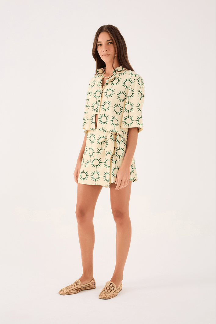 Saia Short Linho Estampa Raiar
