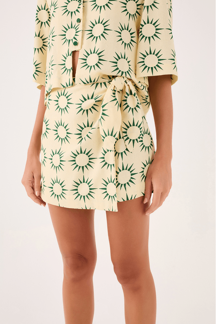 Saia Short Linho Estampa Raiar