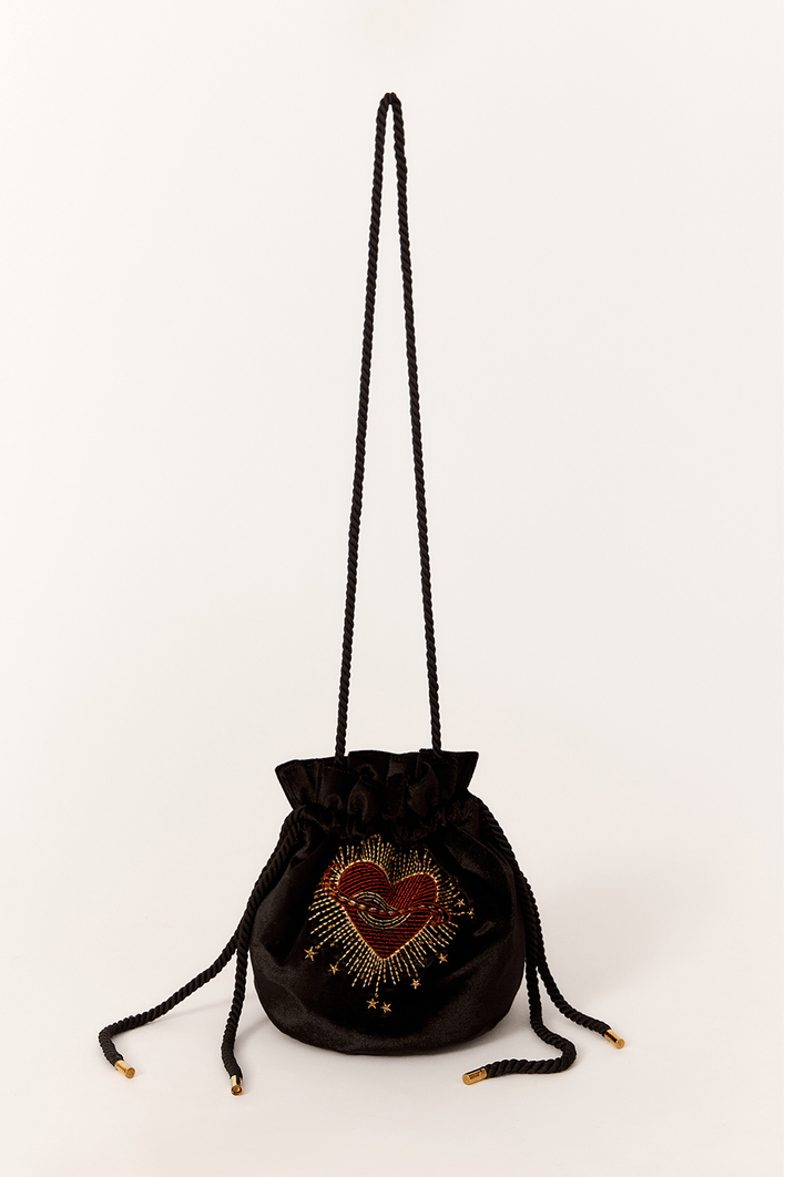 Bolsa Sack Veludo Bordado