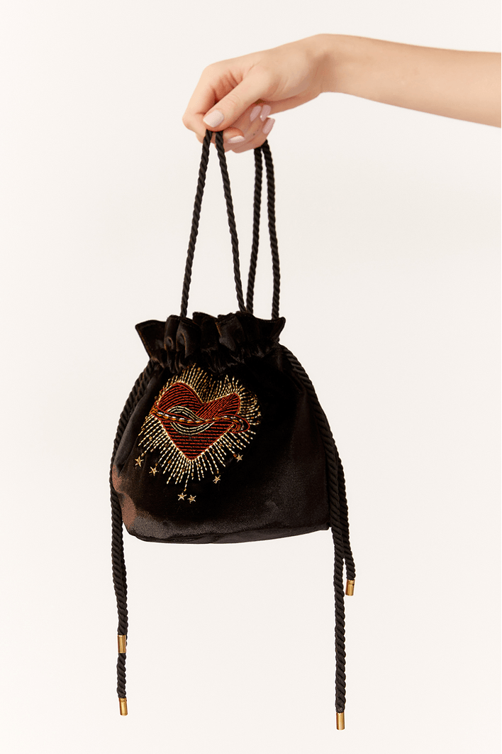 Bolsa Sack Veludo Bordado