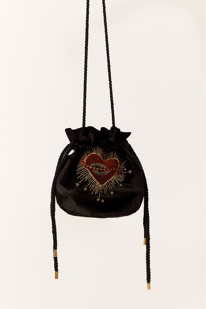 Bolsa Sack Veludo Bordado
