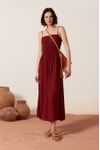 Vestido Longuete Crepe Busto Franzido