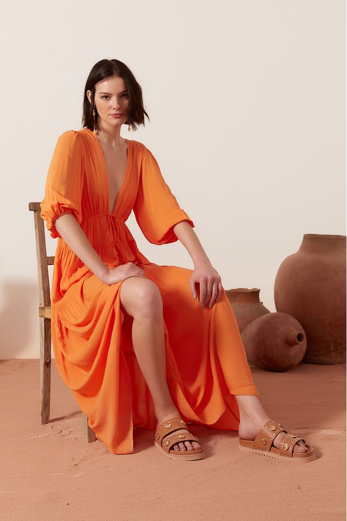 Vestido Voil Decote V