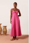 Vestido Linho Longuete Detalhe Busto