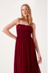 Vestido Longuete Crepe Busto Franzido