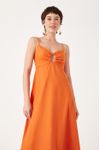 Vestido Linho Longuete Detalhe Busto
