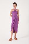 Vestido Midi Linho Busto Torcido