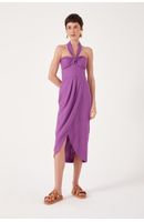 Vestido Midi Linho Busto Torcido