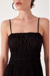 Vestido Longuete Crepe Busto Franzido