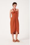 Vestido Midi Linho Busto Torcido