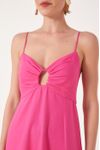Vestido Linho Longuete Detalhe Busto