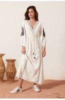 Vestido Linho Longuete Bordado Black