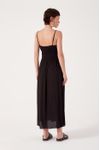Vestido Longuete Crepe Busto Franzido
