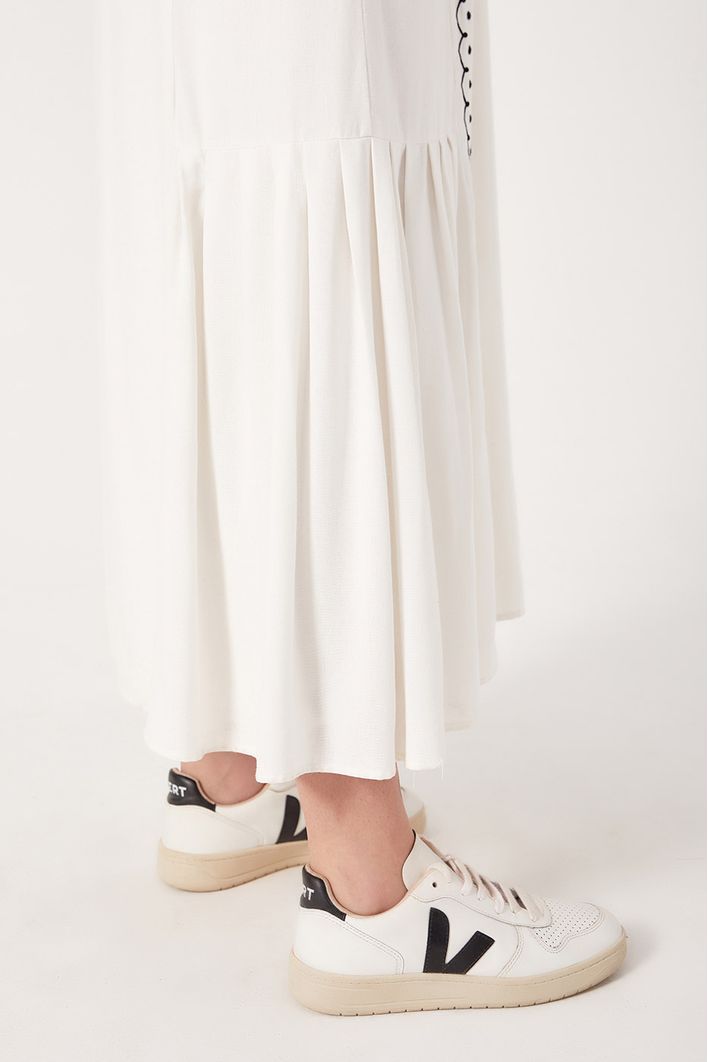 Vestido Linho Longuete Bordado Black