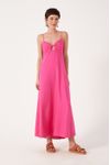 Vestido Linho Longuete Detalhe Busto