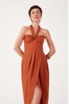 Vestido Midi Linho Busto Torcido
