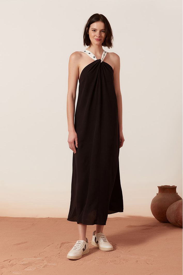 Vestido Alça Bordada