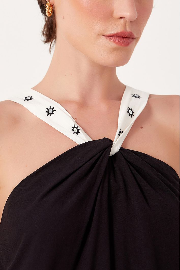 Vestido Alça Bordada