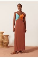 Vestido Longuete Crepe Mix Cores