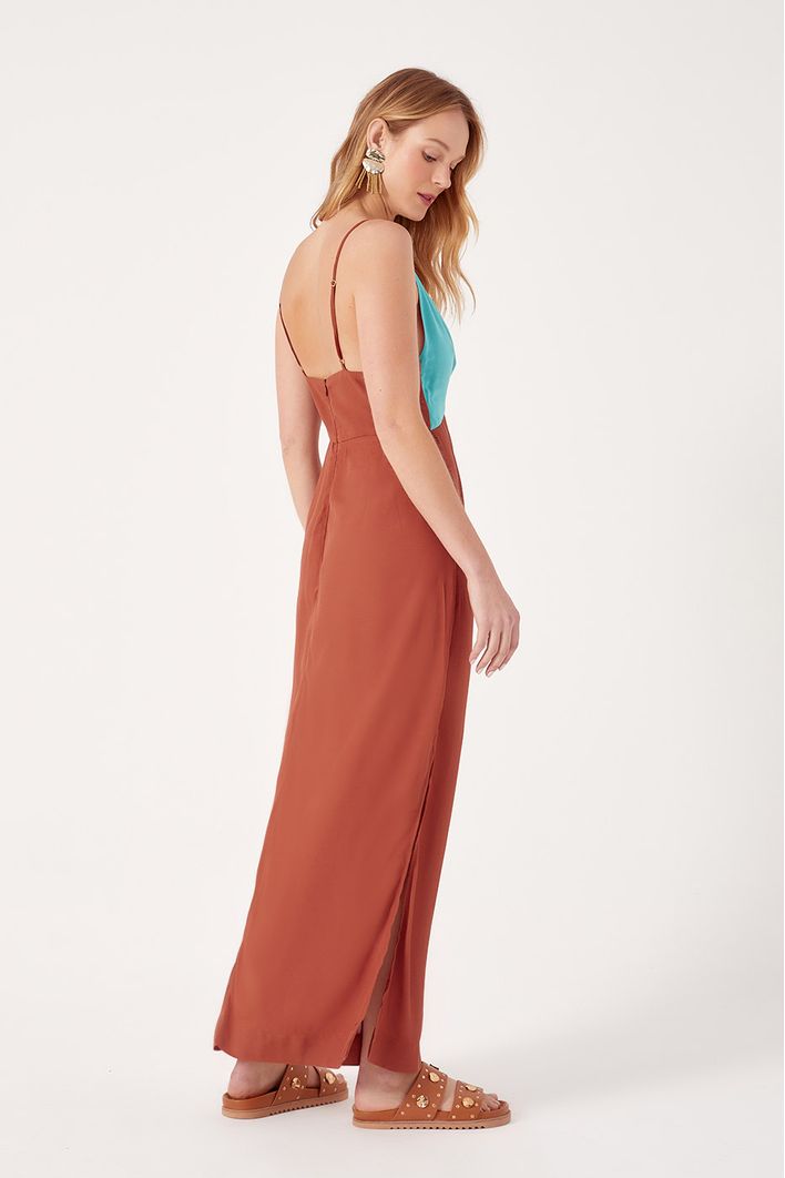 Vestido Longuete Crepe Mix Cores