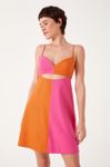 Vestido Curto Linho Bicolor