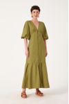 Vestido Linho Longuete Botao Frente
