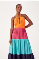 Vestido Longo Crepe Color