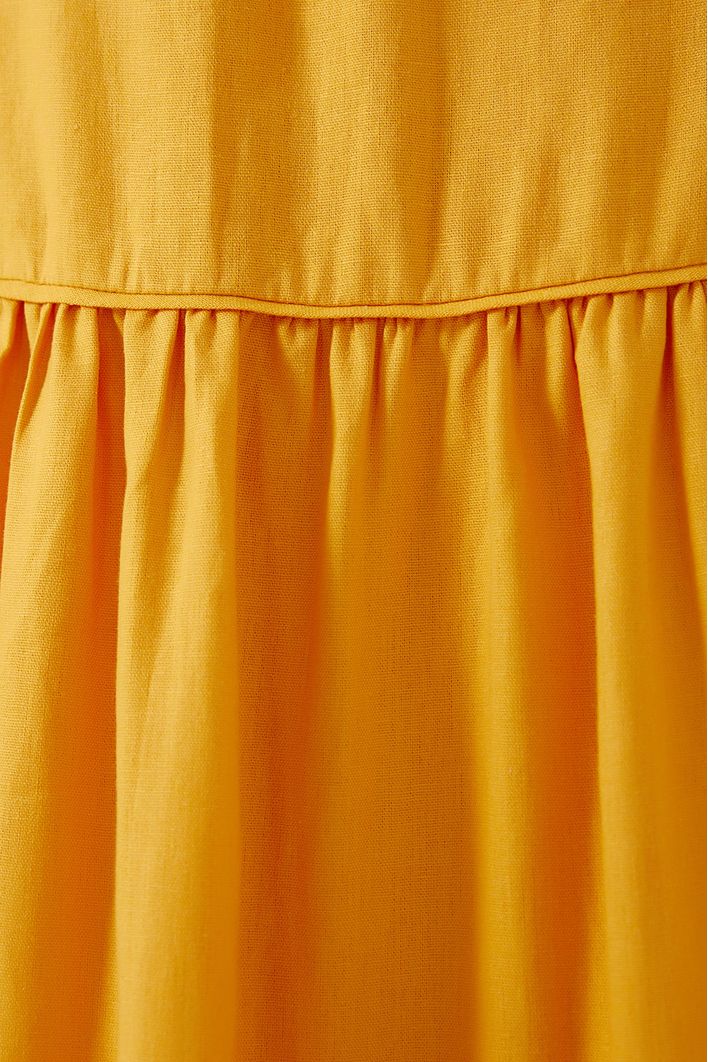 Vestido Longuete Linho Recorte Anguloso
