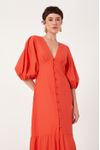 Vestido Linho Longuete Botao Frente
