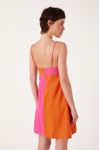 Vestido Curto Linho Bicolor