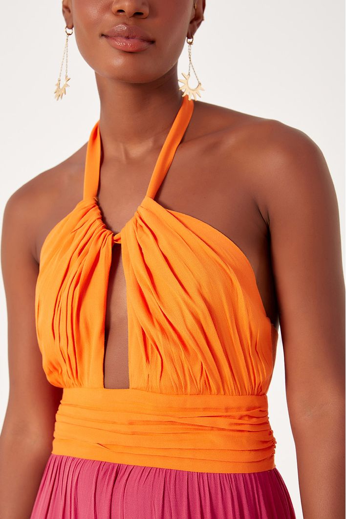 Vestido Longo Crepe Color