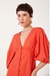 Vestido Linho Longuete Botao Frente