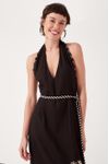 Vestido Midi Linho Com Cadarco E Bordado