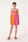 Vestido Curto Linho Bicolor