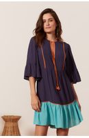 Vestido Curto Crepe Amplo Multicolor