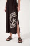 Vestido Midi Linho Com Cadarco E Bordado