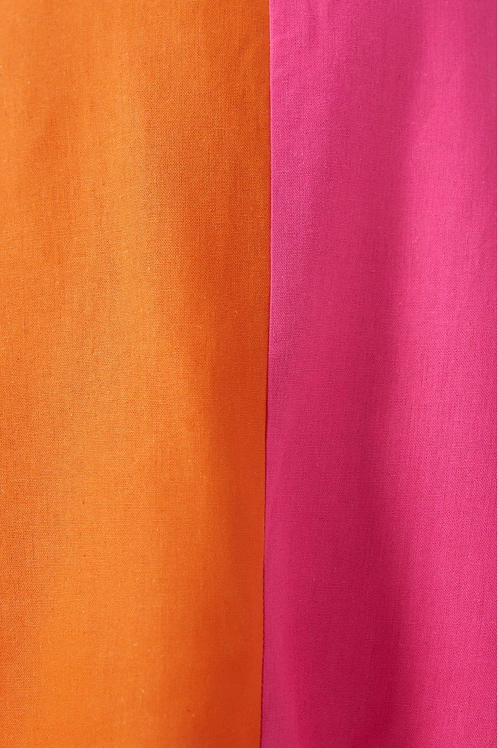 Vestido Curto Linho Bicolor