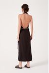 Vestido Midi Linho Com Cadarco E Bordado