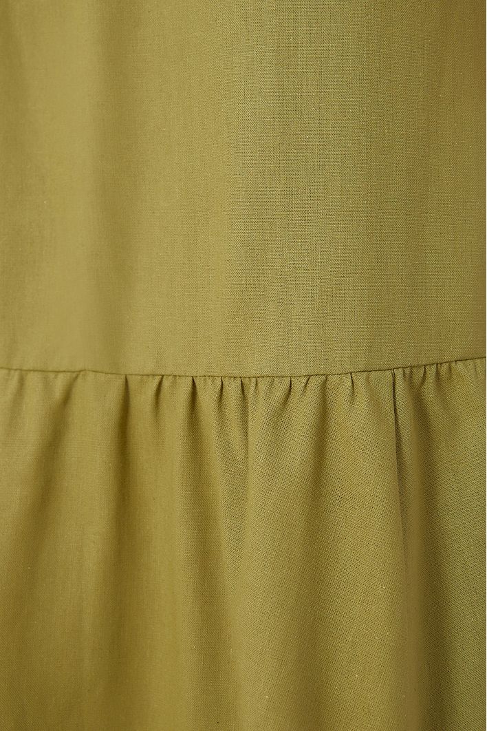 Vestido Linho Longuete Botao Frente