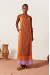 Vestido Linho Longuete Recortes Color