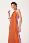 Vestido Linho Longuete Recortes Color