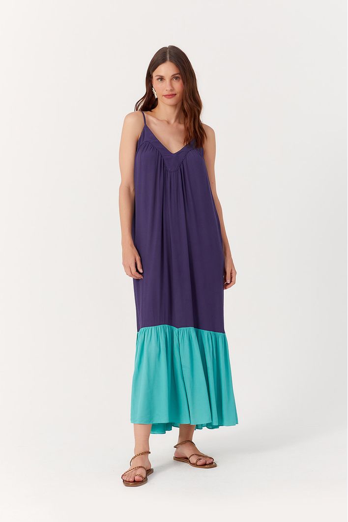 Vestido Longuete Crepe Recorte Decote