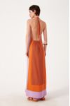 Vestido Linho Longuete Recortes Color