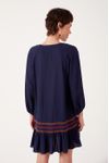 Vestido Curto Linho Com Pala Bordada