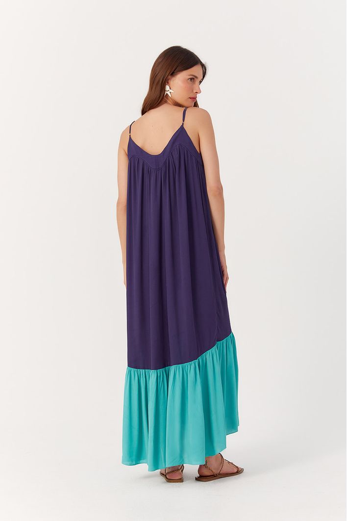 Vestido Longuete Crepe Recorte Decote