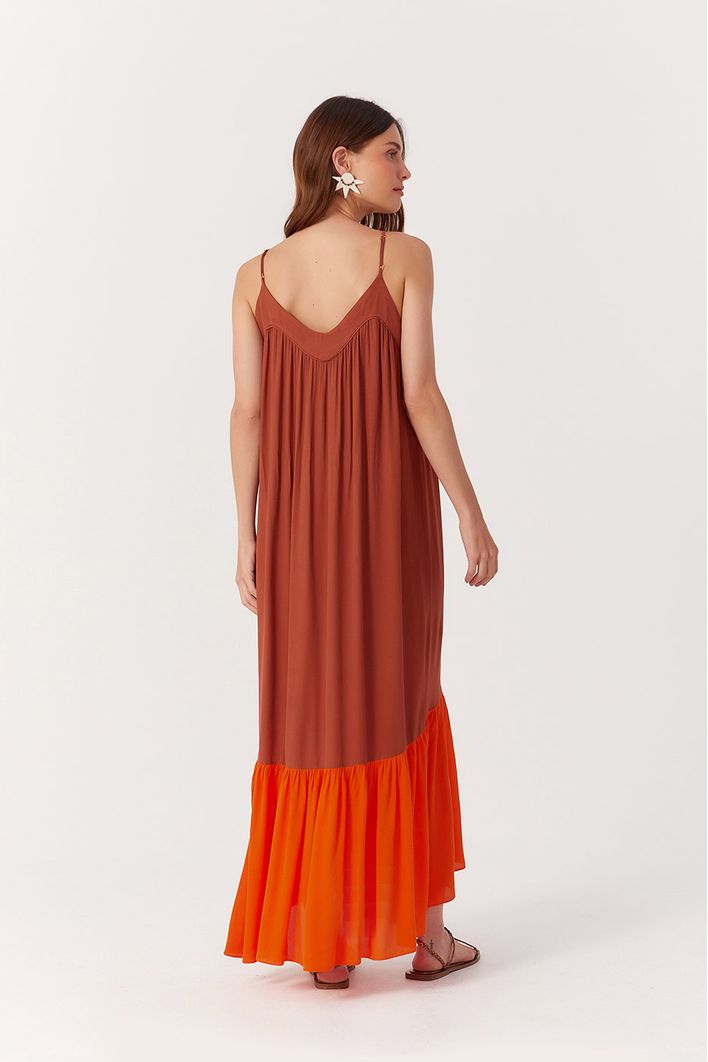 Vestido Longuete Crepe Recorte Decote