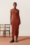 Vestido Decote Fenda Canelado
