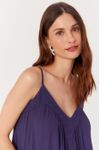 Vestido Longuete Crepe Recorte Decote