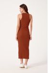 Vestido Decote Fenda Canelado